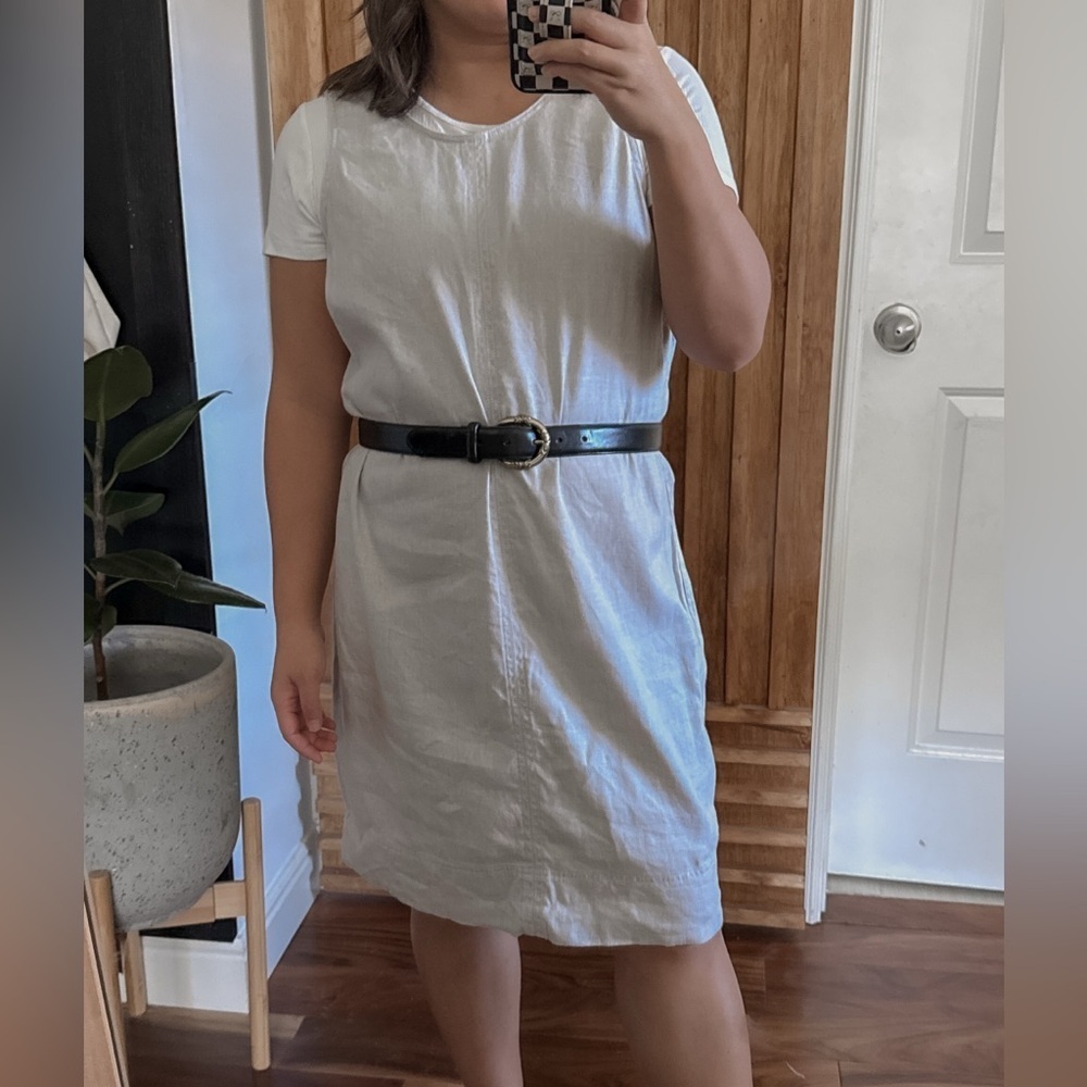 Tommy Bahamas Linen Tencel Knee Length Oatmeal Dress. Size L